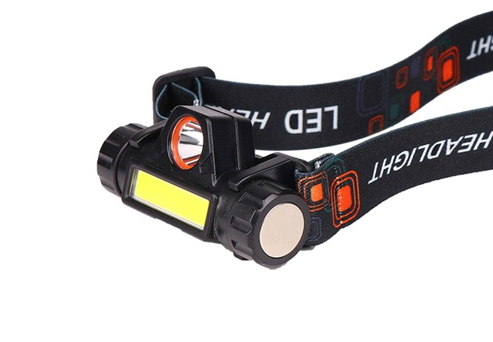 Waterproof 2 Light Mode USB LED Headlight With Magnet Rechargeable Headlamp Built - in 18650 Battery Flashlight COB Work Light For Outdoor Camping Cycling Fishing Headlamp Flashlight - UrbanCycling.com