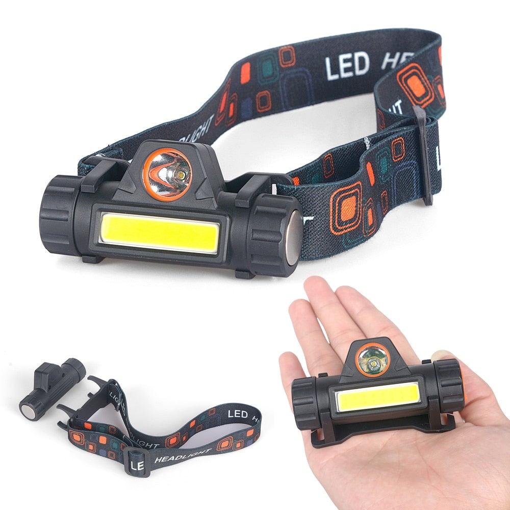 Waterproof 2 Light Mode USB LED Headlight With Magnet Rechargeable Headlamp Built - in 18650 Battery Flashlight COB Work Light For Outdoor Camping Cycling Fishing Headlamp Flashlight - UrbanCycling.com