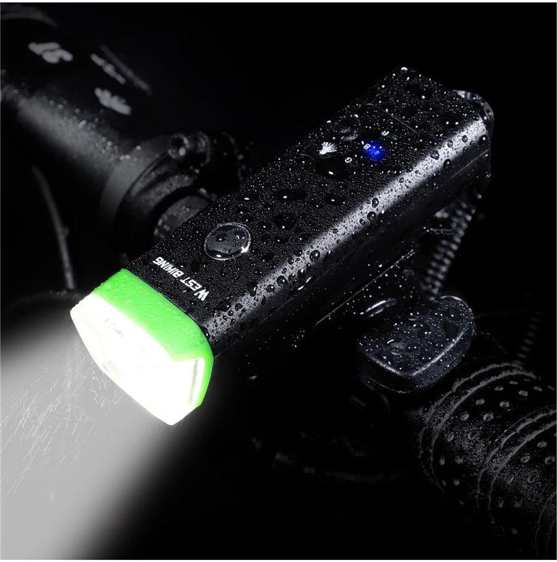 Waterproof Bicycle Light Smart Front Lamp Headlight With Horn USB Rechargeable LED Cycling Flashlight Bicycle Lights Set Powerful Lumens LED Bike Front For Adults Road Cycling Safety Flashlight - UrbanCycling.com