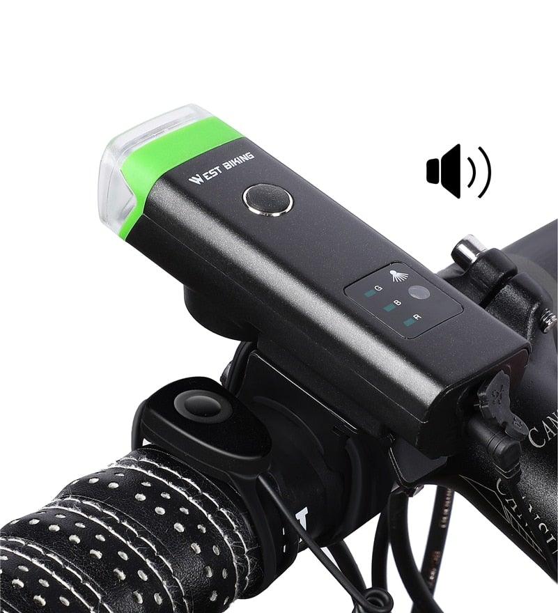 Waterproof Bicycle Light Smart Front Lamp Headlight With Horn USB Rechargeable LED Cycling Flashlight Bicycle Lights Set Powerful Lumens LED Bike Front For Adults Road Cycling Safety Flashlight - UrbanCycling.com