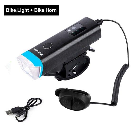 Waterproof Bicycle Light Smart Front Lamp Headlight With Horn USB Rechargeable LED Cycling Flashlight Bicycle Lights Set Powerful Lumens LED Bike Front For Adults Road Cycling Safety Flashlight - UrbanCycling.com