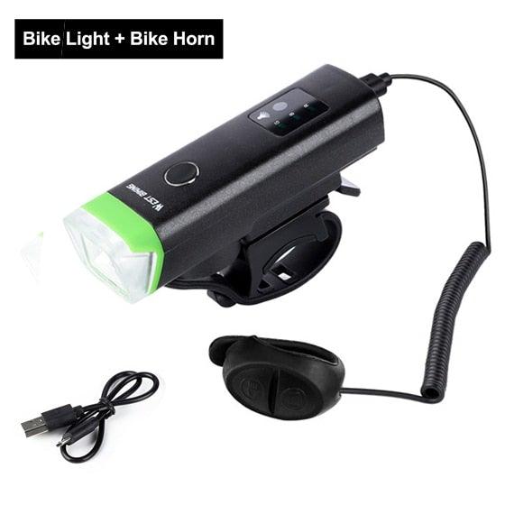 Waterproof Bicycle Light Smart Front Lamp Headlight With Horn USB Rechargeable LED Cycling Flashlight Bicycle Lights Set Powerful Lumens LED Bike Front For Adults Road Cycling Safety Flashlight - UrbanCycling.com