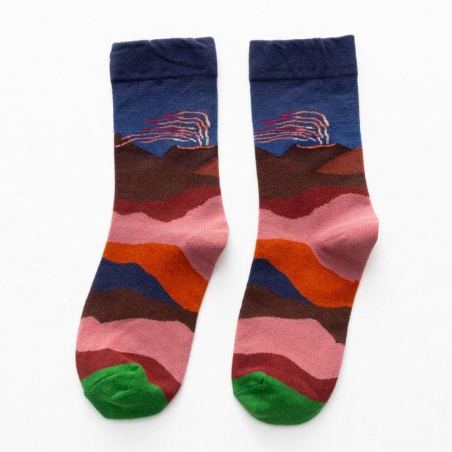 Women Long Sock Cartoon Print Creative Fashion Personalized Novelty Men Women Socks Winter Warm Comfortable Cotton Socks Running Cycling Socks For Men And Women - UrbanCycling.com