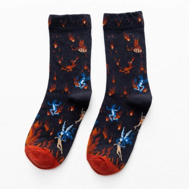 Women Long Sock Cartoon Print Creative Fashion Personalized Novelty Men Women Socks Winter Warm Comfortable Cotton Socks Running Cycling Socks For Men And Women - UrbanCycling.com