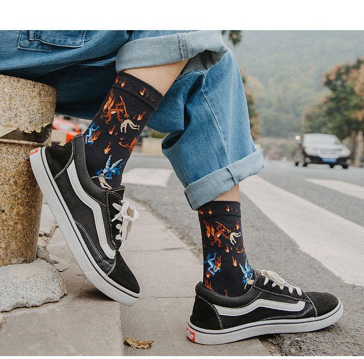 Women Long Sock Cartoon Print Creative Fashion Personalized Novelty Men Women Socks Winter Warm Comfortable Cotton Socks Running Cycling Socks For Men And Women - UrbanCycling.com
