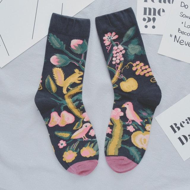 Women Long Sock Cartoon Print Creative Fashion Personalized Novelty Men Women Socks Winter Warm Comfortable Cotton Socks Running Cycling Socks For Men And Women - UrbanCycling.com