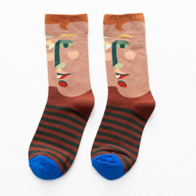 Women Long Sock Cartoon Print Creative Fashion Personalized Novelty Men Women Socks Winter Warm Comfortable Cotton Socks Running Cycling Socks For Men And Women - UrbanCycling.com