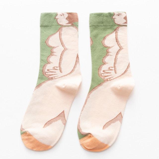 Women Long Sock Cartoon Print Creative Fashion Personalized Novelty Men Women Socks Winter Warm Comfortable Cotton Socks Running Cycling Socks For Men And Women - UrbanCycling.com