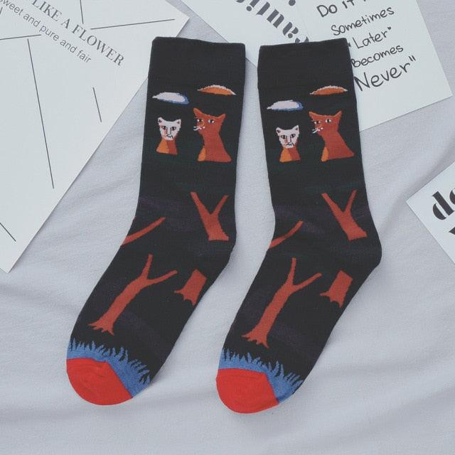 Women Long Sock Cartoon Print Creative Fashion Personalized Novelty Men Women Socks Winter Warm Comfortable Cotton Socks Running Cycling Socks For Men And Women - UrbanCycling.com