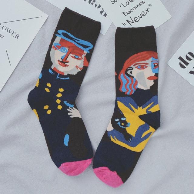 Women Long Sock Cartoon Print Creative Fashion Personalized Novelty Men Women Socks Winter Warm Comfortable Cotton Socks Running Cycling Socks For Men And Women - UrbanCycling.com