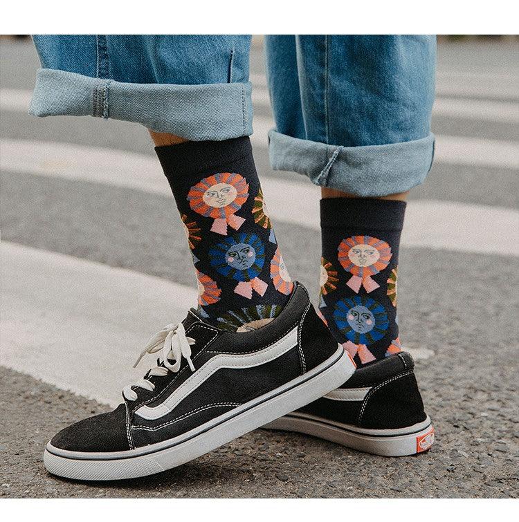 Women Long Sock Cartoon Print Creative Fashion Personalized Novelty Men Women Socks Winter Warm Comfortable Cotton Socks Running Cycling Socks For Men And Women - UrbanCycling.com