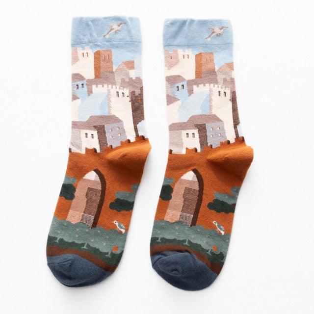 Women Long Sock Cartoon Print Creative Fashion Personalized Novelty Men Women Socks Winter Warm Comfortable Cotton Socks Running Cycling Socks For Men And Women - UrbanCycling.com