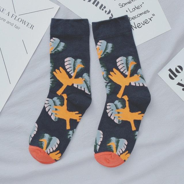 Women Long Sock Cartoon Print Creative Fashion Personalized Novelty Men Women Socks Winter Warm Comfortable Cotton Socks Running Cycling Socks For Men And Women - UrbanCycling.com