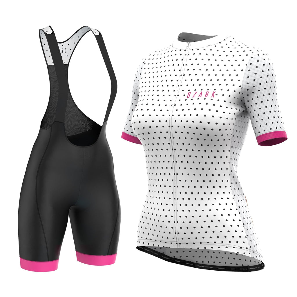 Women's Bib Shorts - White Polka Dot - UrbanCycling.com