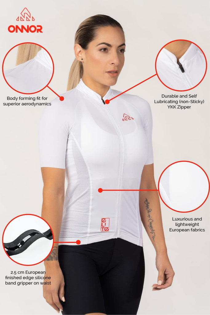 Women's DNA White Elite Cycling Jersey - UrbanCycling.com