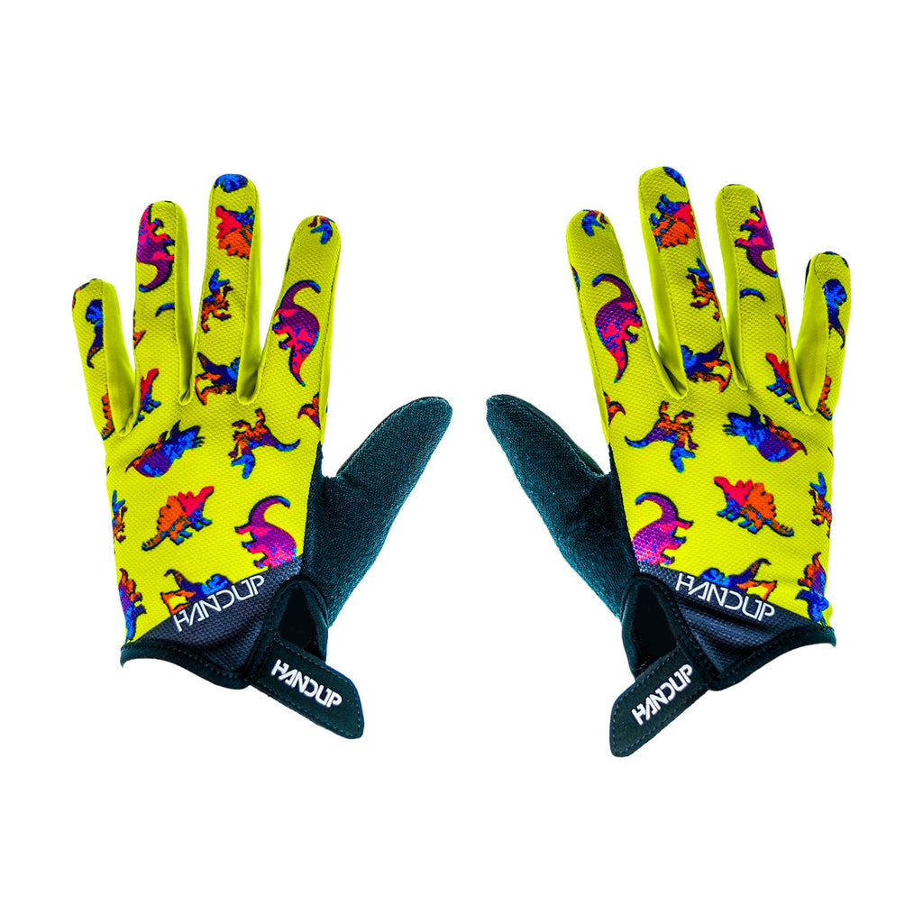 Youth Gloves - Hi Viz Dinosaurs - UrbanCycling.com