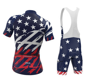 Men's All American Short Sleeve Jersey, Bib Shorts - Urban Cycling Apparel
