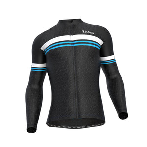 Men's Classic Black Regular Performance Fabric (NOT THERMAL) Cycling Long Sleeve Jersey, Cargo Bib Tights, Or Kit Bundle - Urban Cycling Apparel