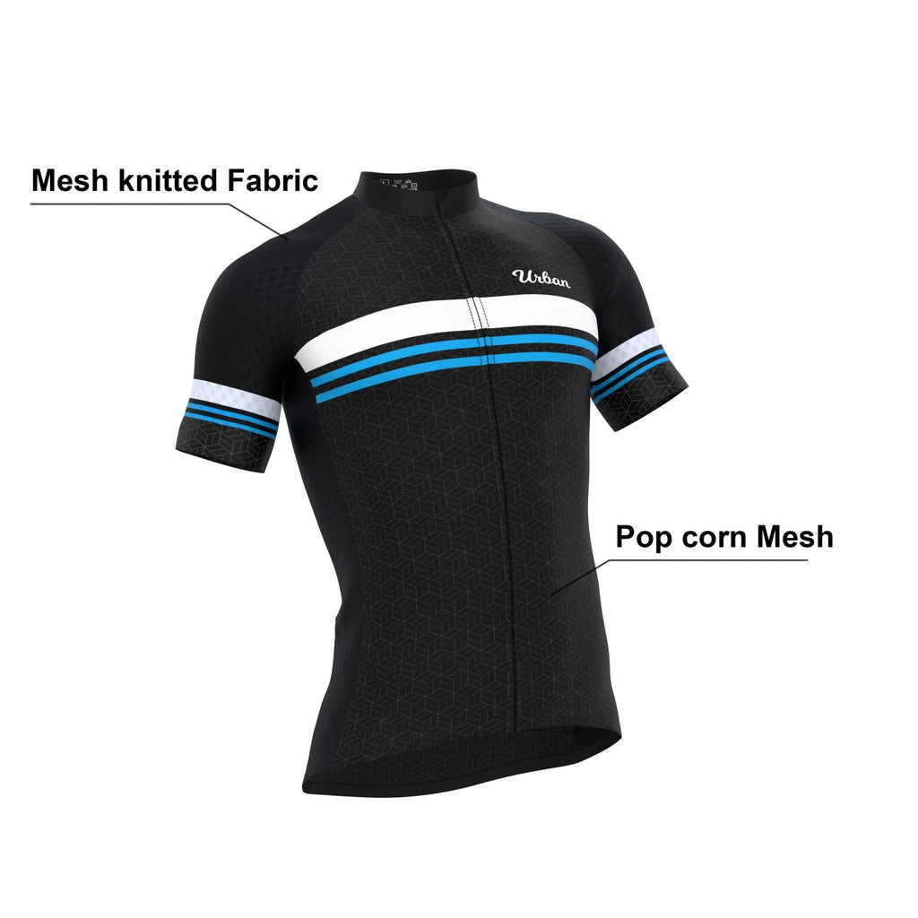 Men's Classic Black Short Sleeve Jersey, Bib Shorts - Urban Cycling Apparel