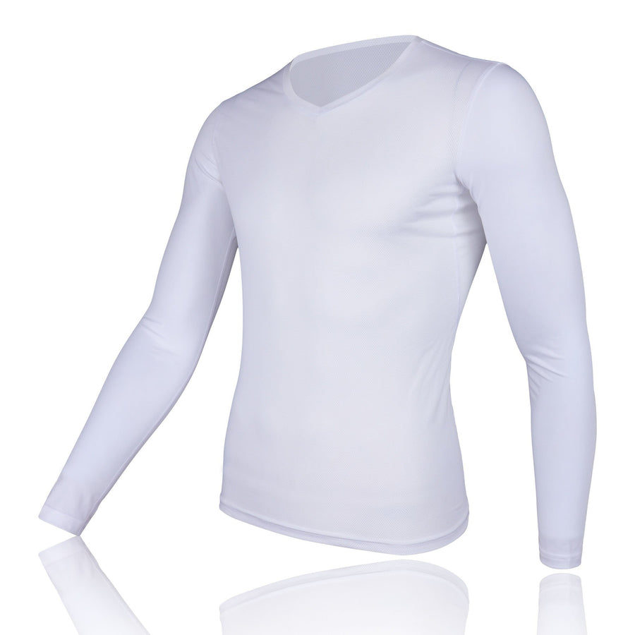 Men's Mesh Base Layer - White Long Sleeve Cycling Undershirt - Urban Cycling Apparel