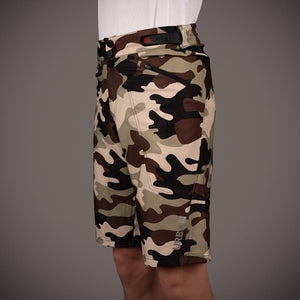 The Shredder Camo - Men’s MTB Off Road Cycling Shorts Bundle with Padded Undershorts - Urban Cycling Apparel