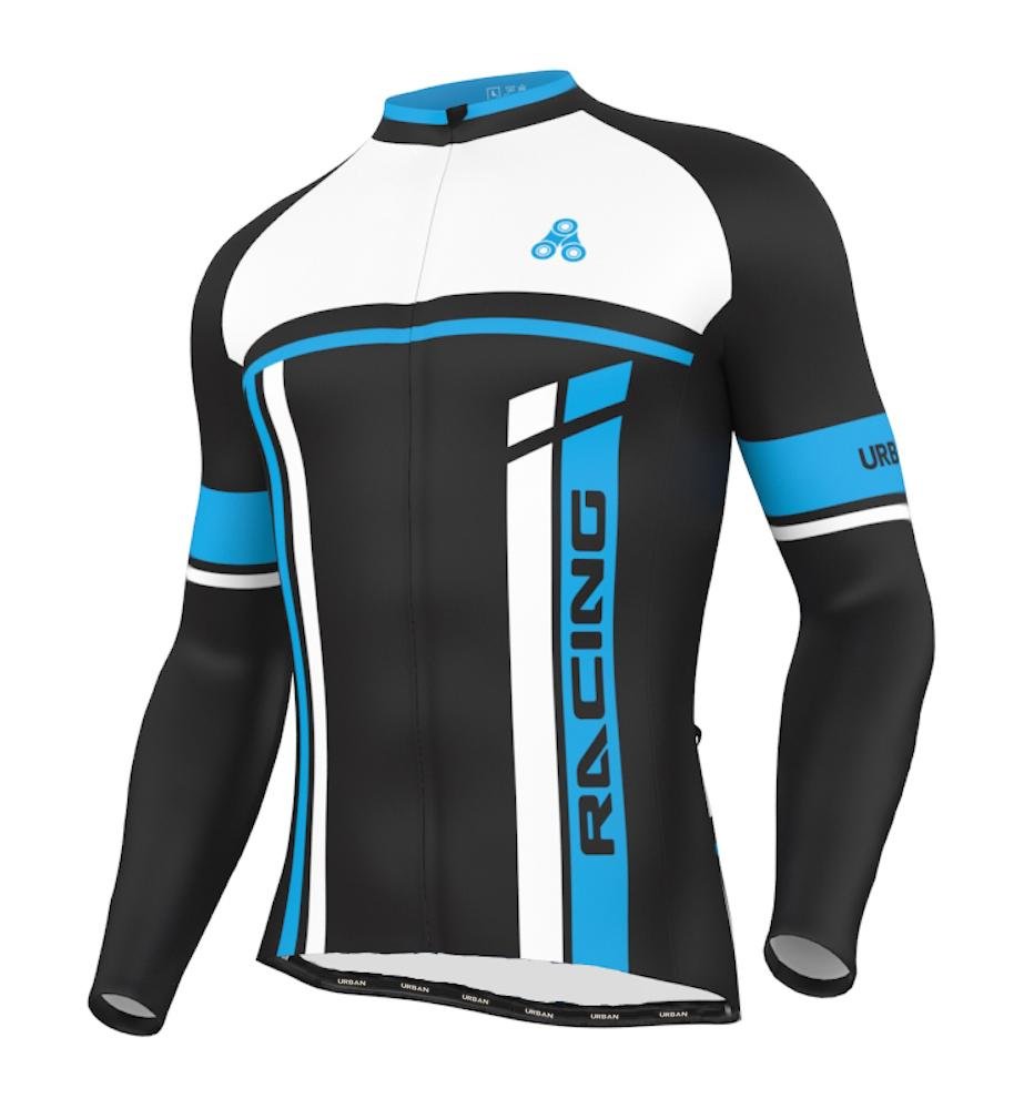 Urban Cycling Blue Super Roubaix Thermal Long Sleeve Jerseys / Bib