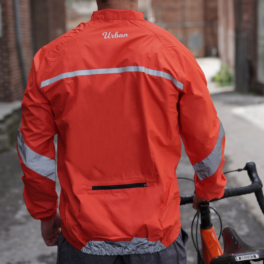 Urban Windproof & Waterproof Commuters Men's Cycling Jacket - Orange - Urban Cycling Apparel