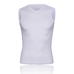 Men's Mesh Base Layer - White Sleeveless Cycling Undershirt