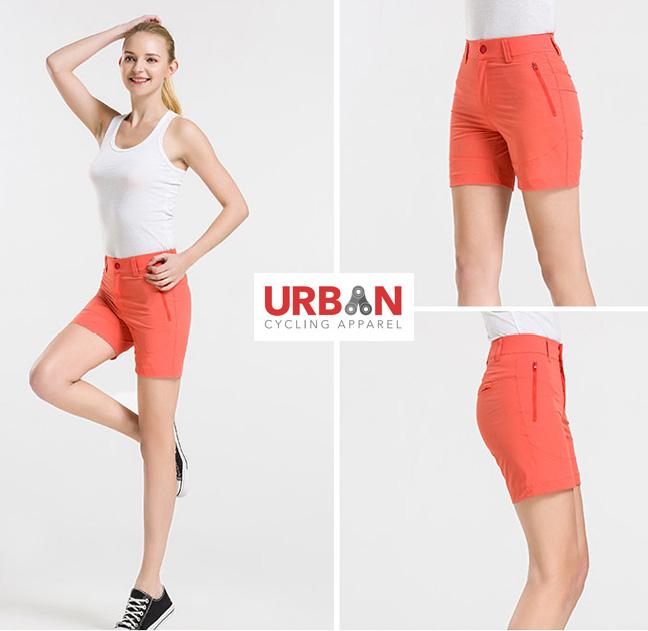 Women's Commuter Urban Casual Cycling Bike Shorts with Padded Underliner -  Two Shorts in One