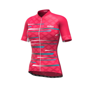 Women's Pro Series Red Cycling Short Sleeve Jersey, Bib Shorts, or Kit Bundle - Urban Cycling Apparel