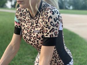 Women's Urban Leopard Print Jersey & Bib Shorts - Urban Cycling Apparel